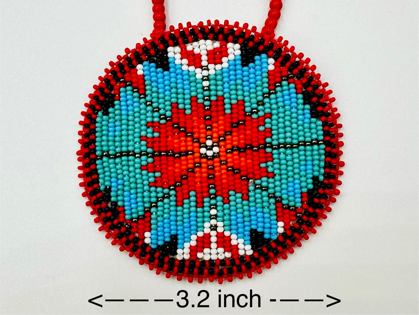 Handmade beaded Red Flower necklace earrings set