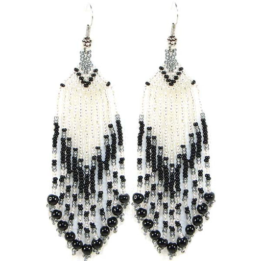 Handmade Beaded Black Seed Bead Earrings
