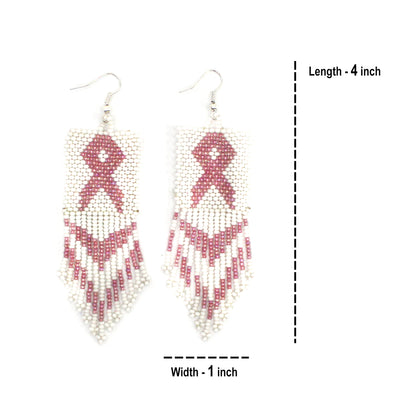 Handmade Pink Ribbon Breast Cancer Awareness Necklace Earrings Set