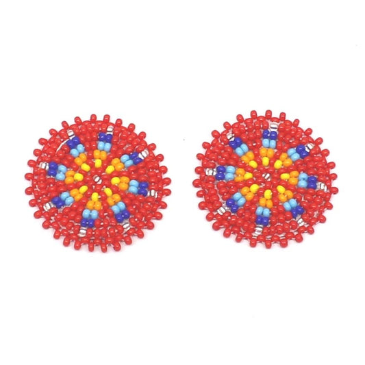 Handmade beaded 2x1.2 “ Red rosette/applique