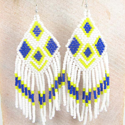 Handmade Beaded White Seed Bead Earrings