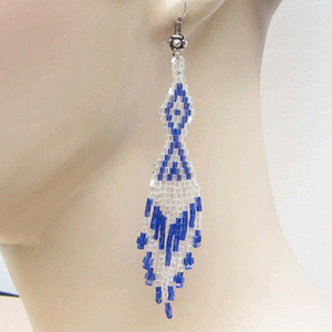 Handmade Beaded Blue Delica Bead Earrings
