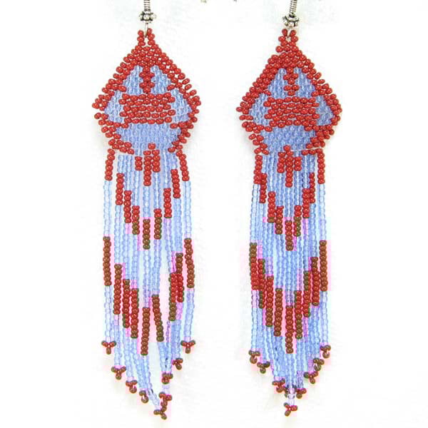 Handmade Beaded Red Seed Bead Earrings