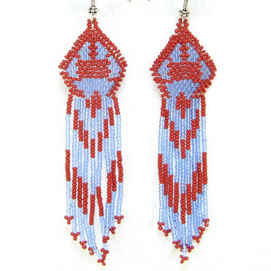 Handmade Beaded Red Seed Bead Earrings