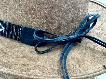 Handmade beaded Black Cyan Blue Cowboy Rhodeo style Hatband