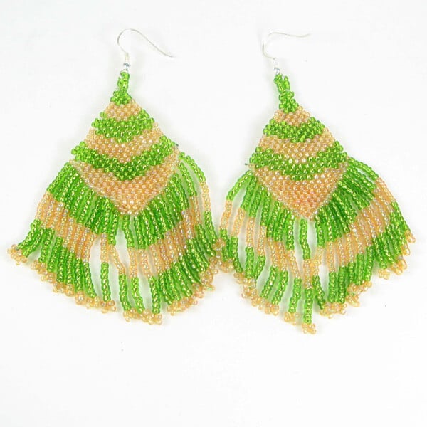 Peridot & Peach Handmade Seed Bead Earrings