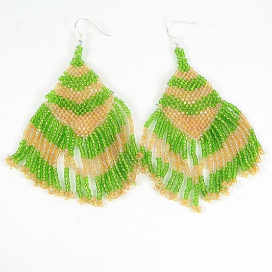 Peridot & Peach Handmade Seed Bead Earrings