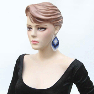 Handmade Beaded Blue Seed Bead Big Earrings