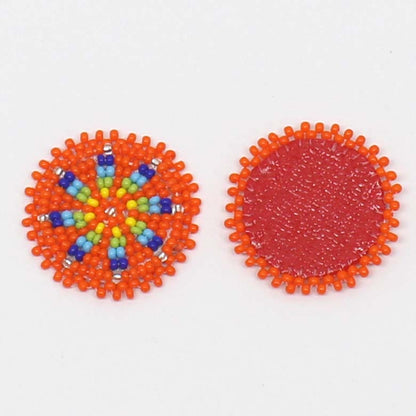 Handmade beaded 2x 1.2 inch rosette/applique