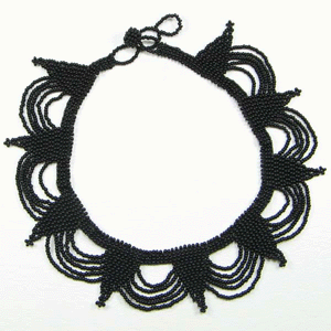 Handmade Beaded Black Seed Bead Statement Necklace