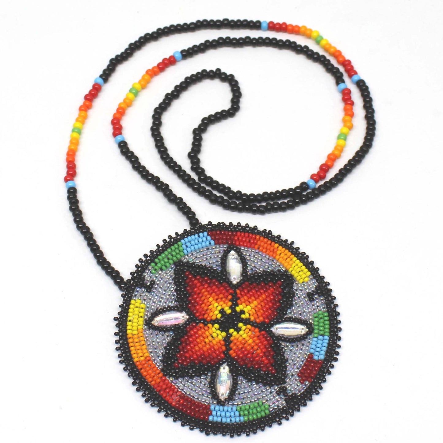 Handmade beaded Multicolor Flower necklace earrings set