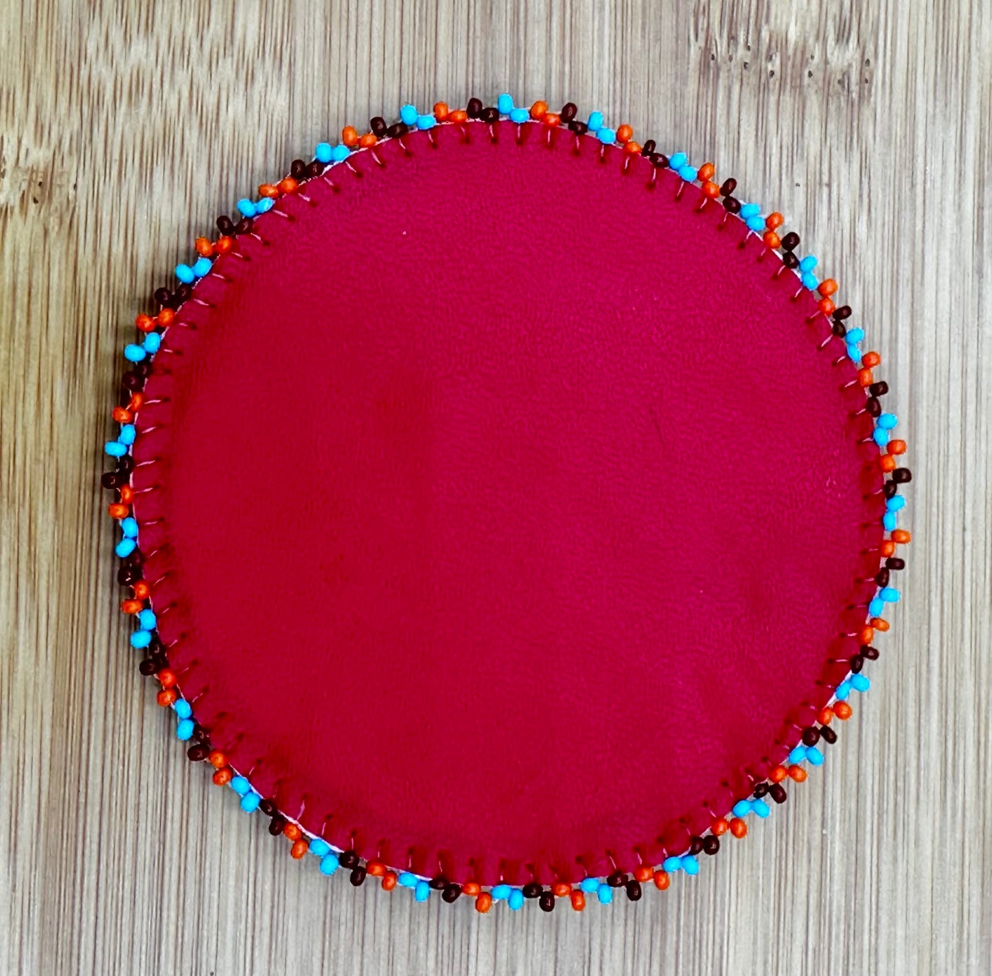 Handmade beaded White native style Aztec 3 inch rosette/applique