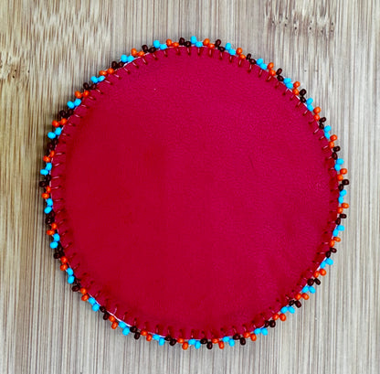 Handmade beaded White native style Aztec 3 inch rosette/applique