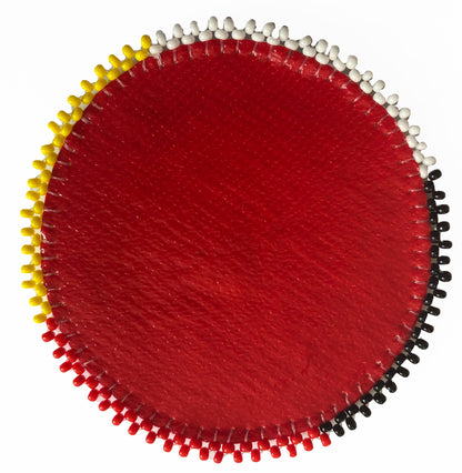 4 Directions Handmade Red Black White Yellow Beaded Rosette 2-1/2 Inch