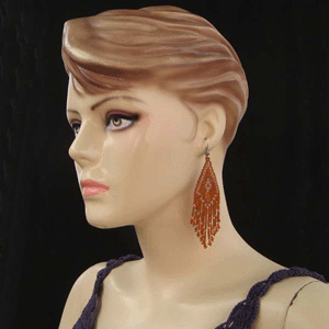 Handmade Beaded Brown Seed Bead Big Earrings