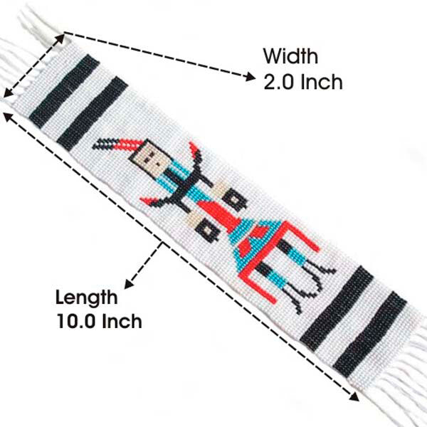 10X2" Yei Dancer White Red Handmade Craft Applique Beaded Strip