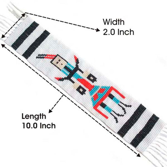 10X2" Yei Dancer White Red Handmade Craft Applique Beaded Strip