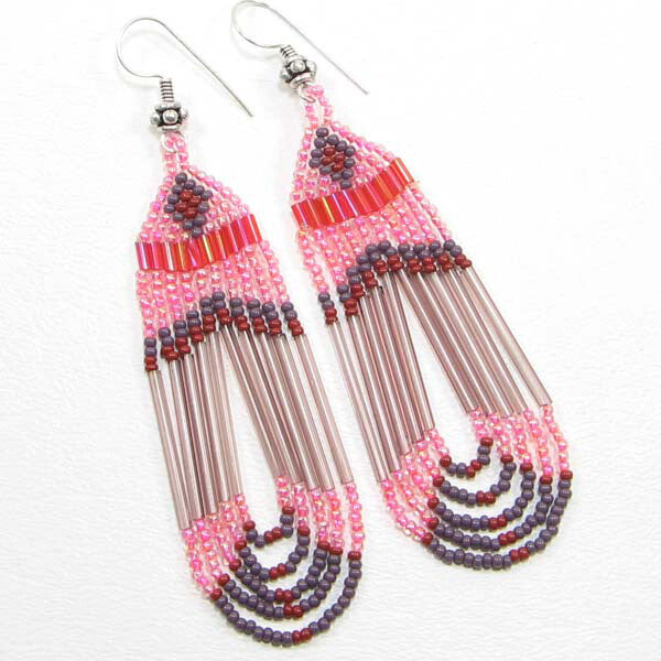 Handmade Beaded Purple Seed Bead Earrings