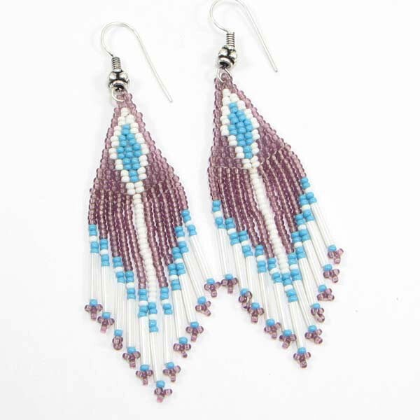 Handmade Beaded Purple Seed Bead Earrings 15/25