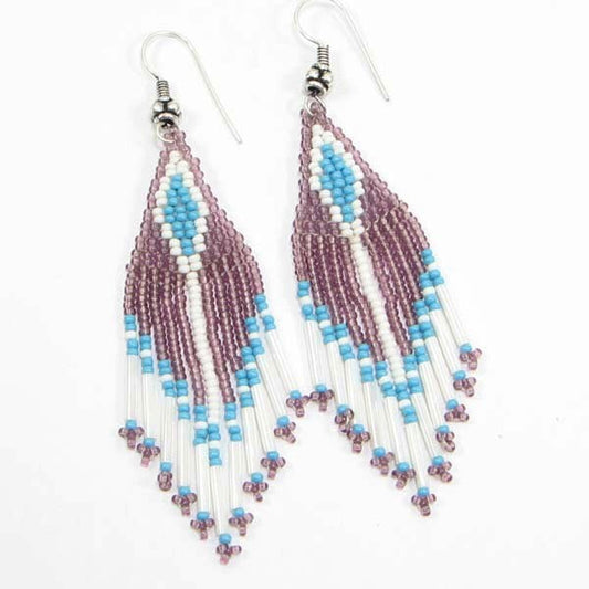 Handmade Beaded Purple Seed Bead Earrings 15/25
