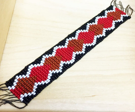 Red White Black Zigzag Beaded Applique Strip