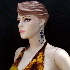 Handmade Beaded Brown White Delica End Of Trail Big Earrings