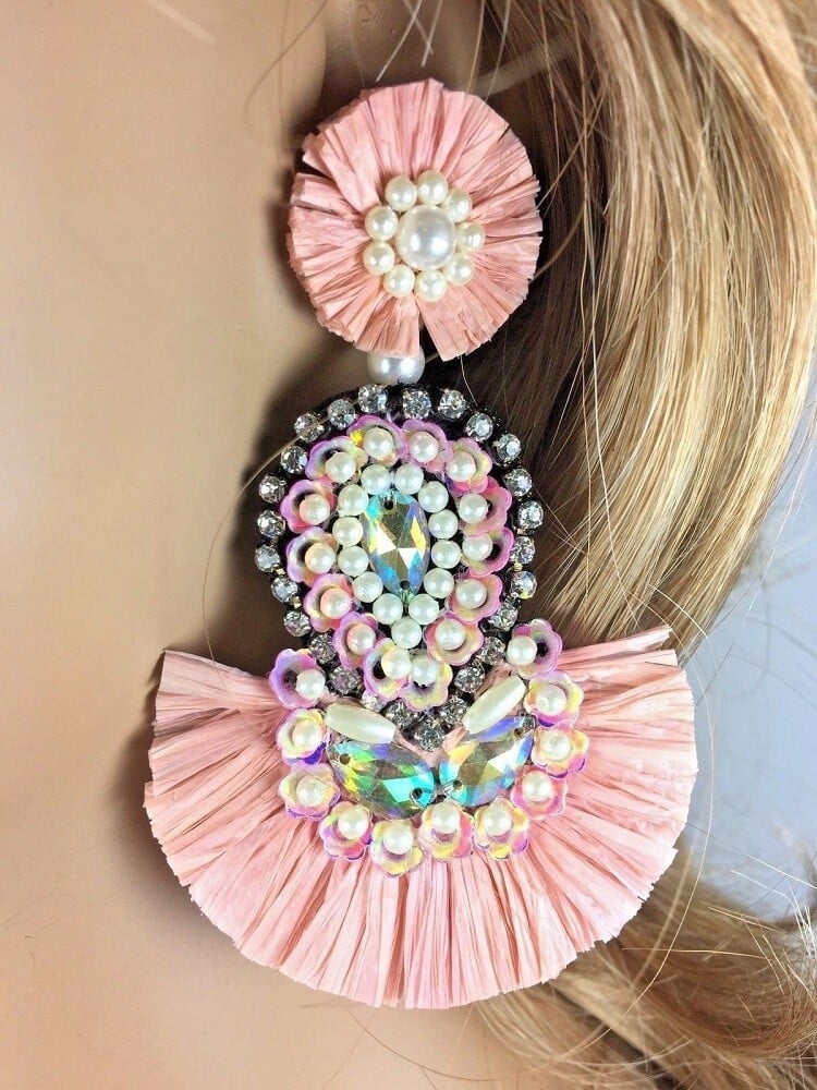 Handmade Pink Trendy Fashion Post Earrings
