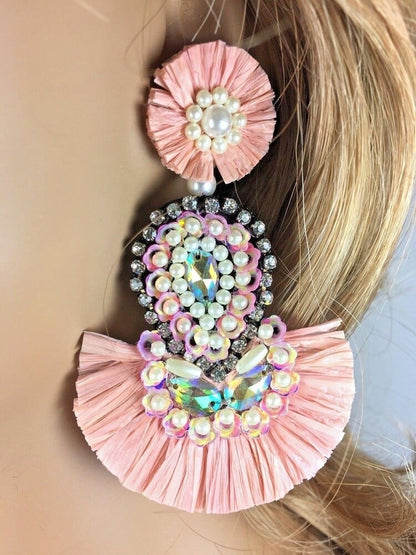 Handmade Pink Trendy Fashion Post Earrings