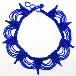 Handmade Beaded Blue Seed Bead Statement Necklace
