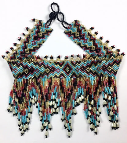 Handmade Cyan Blue, Red Statement Choker Necklace