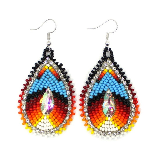 Handmade Beaded Multi-Color Fashion Hook Earrings