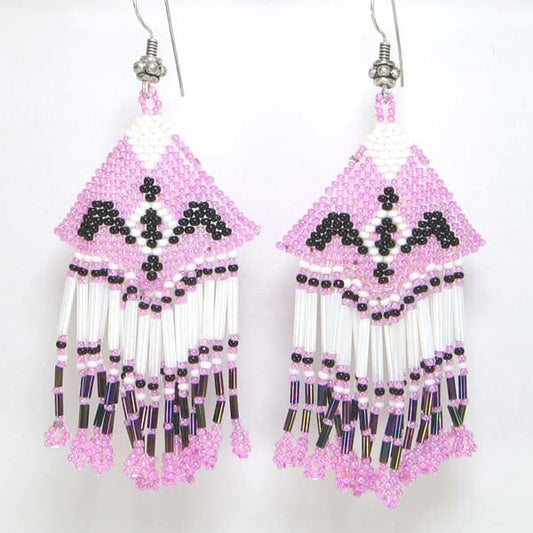 Handmade Beaded Purple Seed Bead Earrings Eagle