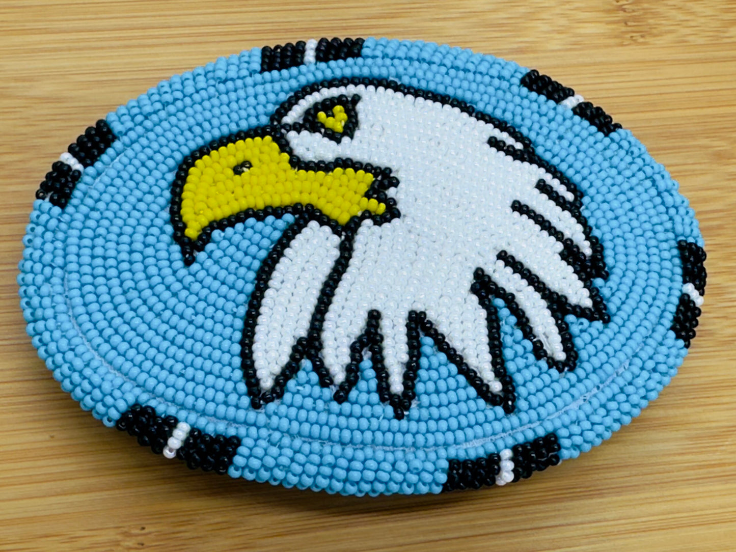 Handmade beaded Cyan Blue Bald Eagle Buckle