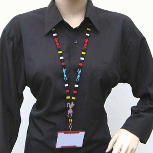 Black Pink Blue Yellow Horse Beadwork Beaded Lanyard