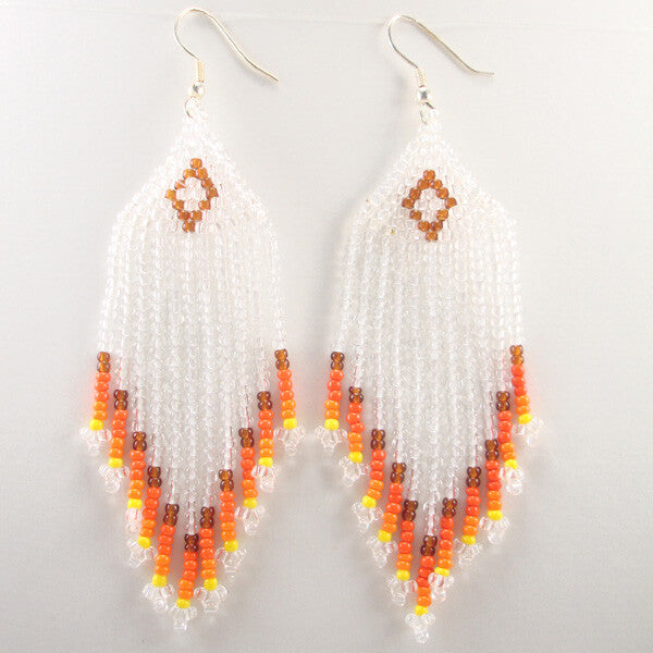 Elegant White and Sunset Beaded Earrings
