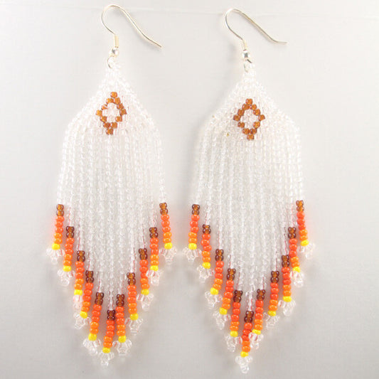 Elegant White and Sunset Beaded Earrings