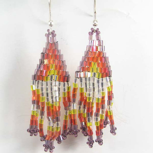 Handmade Beaded Multicolor Cut Seed Bead Earrings