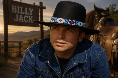 Billy Jack Movie Inspired Beaded Hatband, Premium Handmade Cowboy Hatband with Tie Closure