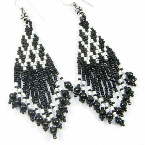 Handmade beaded Black Seed bead Earrings