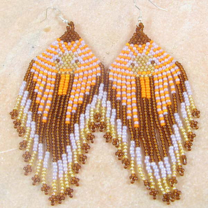 Peach & Brown Tutankhamun Beaded Earrings