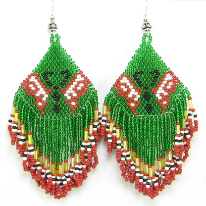Green Red White Butterfly Earrings Handmade Jewelry