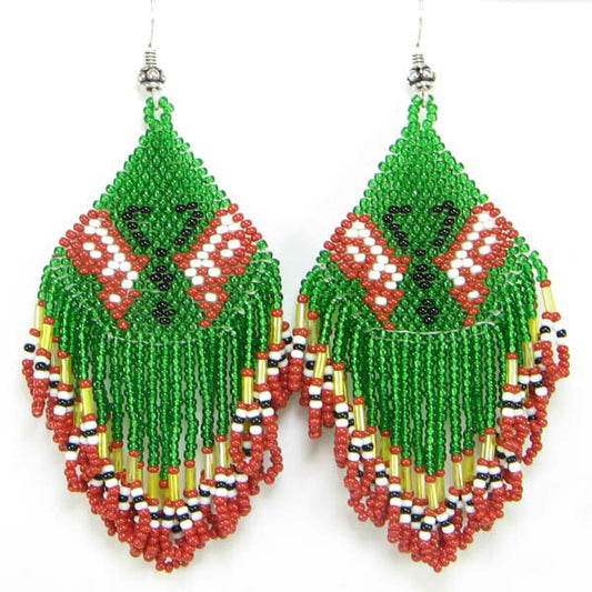 Green Red White Butterfly Earrings Handmade Jewelry