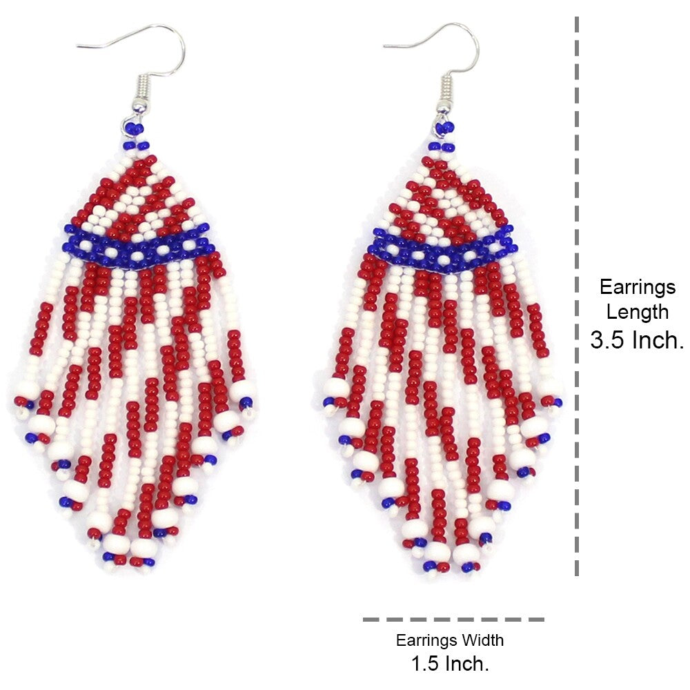 Handmade Patriotic Red Blue White Small Earrings