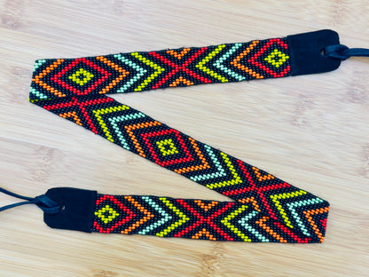 Handmade beaded Geometric Black Cowboy Rodeo Hatband