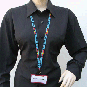 Geometrical Art Turquoise Blue Red Black Yellow Beaded Id Holder Lanyard