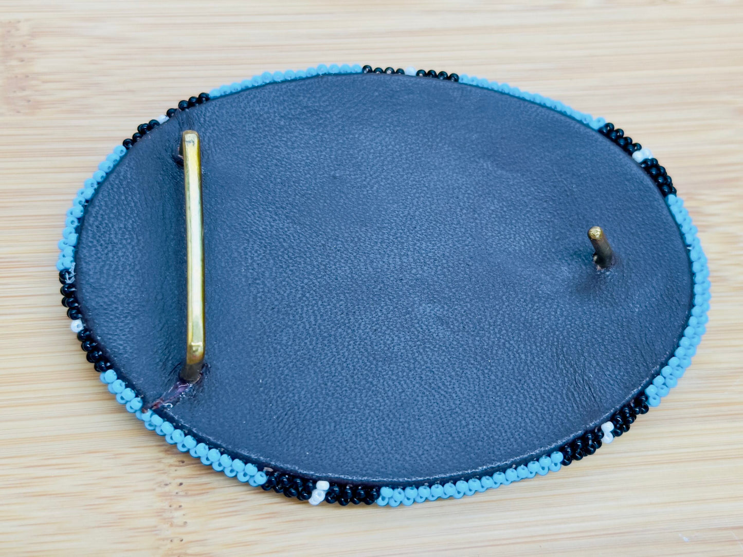 Handmade beaded Cyan Blue Bald Eagle Buckle