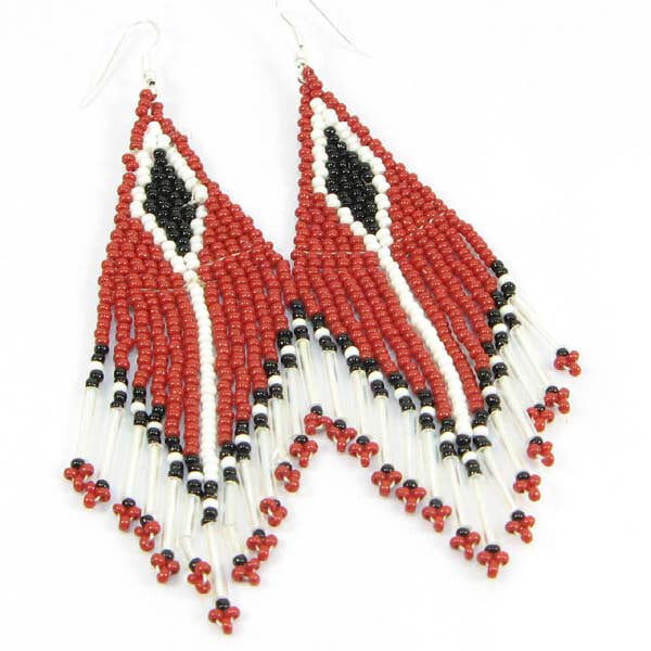 Handmade Beaded Maroon Earrings Beadwork