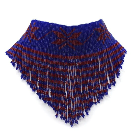 Handmade Beaded Deep Blue Red Choker Necklace