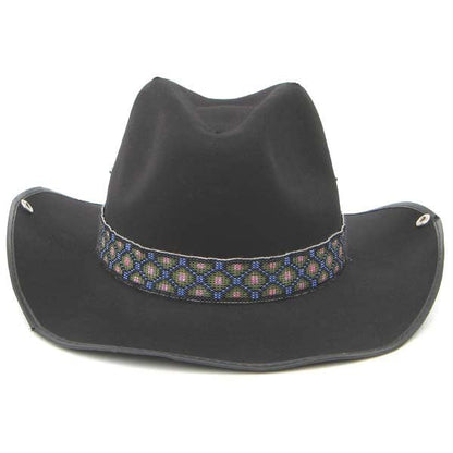 Black Green Blue Beaded Geometrical Beadwork Cowboy Hat Band Belt