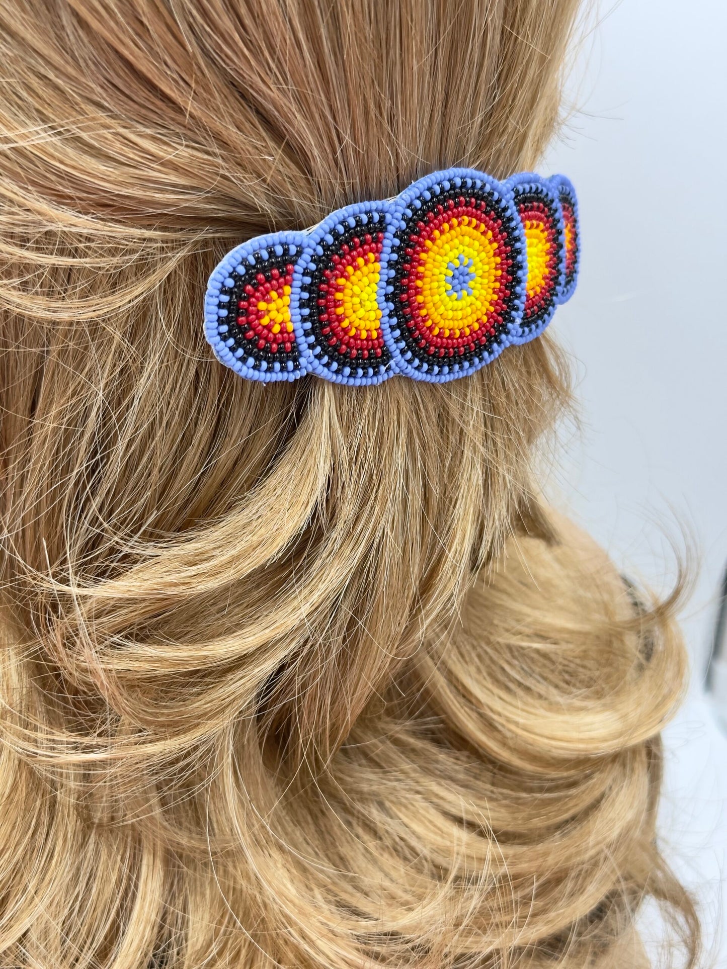 Handmade beaded Multicolor Barrette French clip